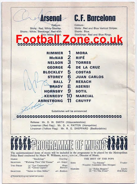 Arsenal v Barcelona 1974 – Signed Charlie George + Alan Ball