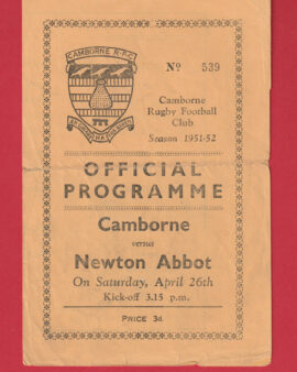 Camborne Rugby v Newton Abbot 1952