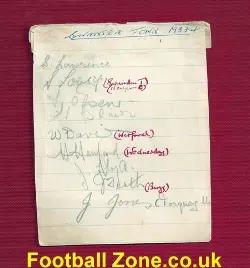 Swansea Town Football Team Autographs 1933 34