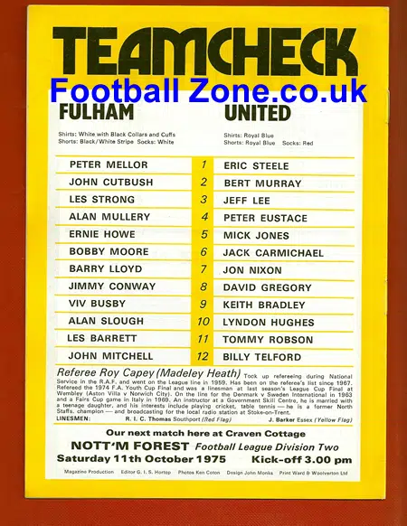 Fulham v Peterborough United 1975