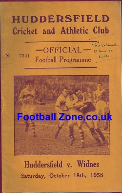 Huddersfield Rugby v Widnes 1958