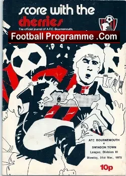 Bournemouth v Swindon Town 1975 - Signed Rudge + Stroud Plus - football programme