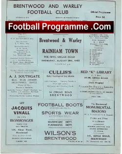 Brentwood Warley v Rainham Town 1952