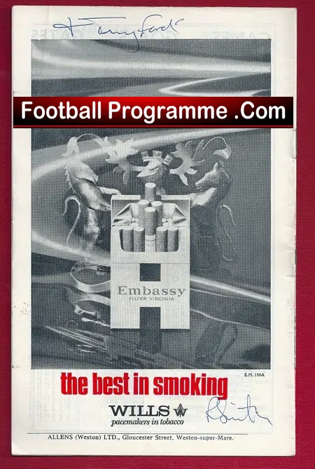 Bristol City v Birmingham City 1969 - Signed - Ford + Smith