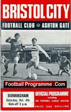 Bristol City v Birmingham City 1969 - Signed - Ford + Smith - football programme