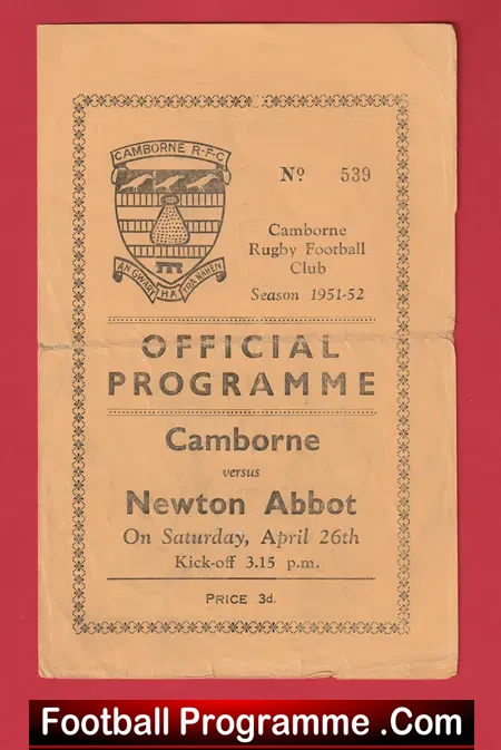 Camborne Rugby v Newton Abbot 1952