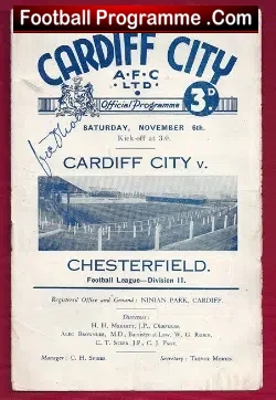 Cardiff City v Chesterfield 1948 – Signed