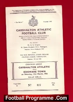 Carshalton Athletic v Edgware Town 1956