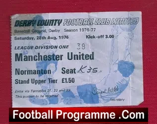 Derby County v Manchester United 1976 – Ticket