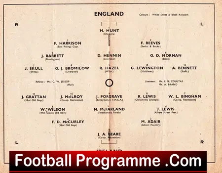 England v Ireland 1949 – Boothferry Park Hull City + Bingham