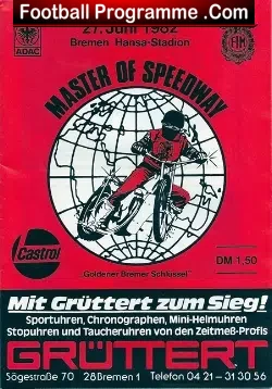 Germany Speedway Programme 1982 – Masters Of Speedway 82