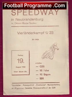 Germany Speedway Programme 1988 – Neubrandenburg