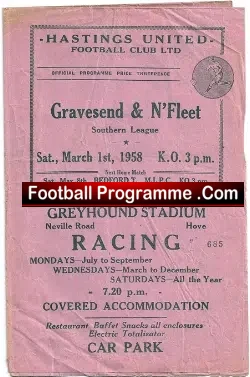 Hastings United v Gravesend 1958