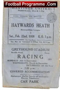 Hastings United v Haywards Heath 1958