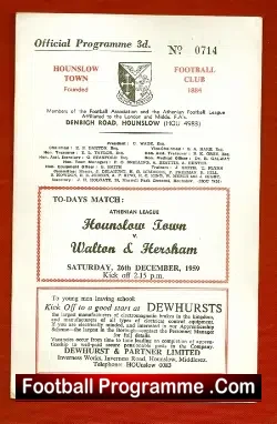 Hounslow Town v Walton Hersham 1959