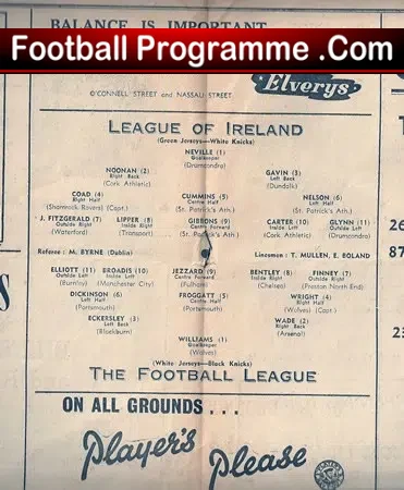 Ireland Football League v English League 1953 – Dalymount Park