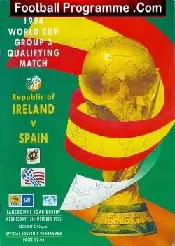 Ireland v Spain 1993 - Multi Autographed Signed - football programme