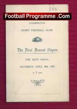 Leamington Rugby Club Signed Dinner Menu 1927 – Multi Autographs