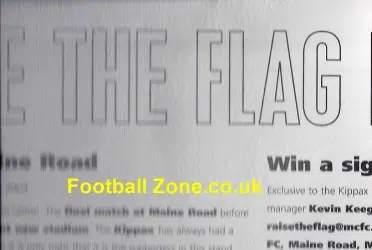 Manchester City Raise The Flag For City - Final Match Maine Road - football programme
