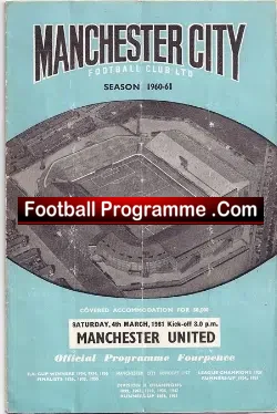Manchester City v Manchester United 1961 - Replay Match - football programme