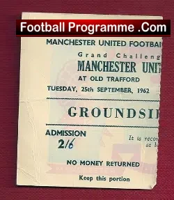 Manchester United v Benfica 1962 – Challenge Match Ticket