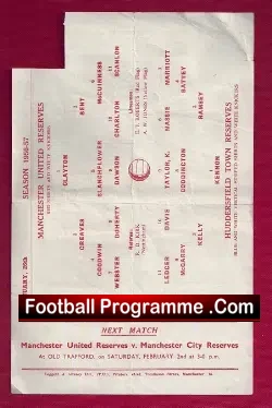 Manchester United v Huddersfield Town 1957 - Reserve B Charlton