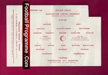 Manchester United v Manchester City 1957 Reserves Bobby Charlton