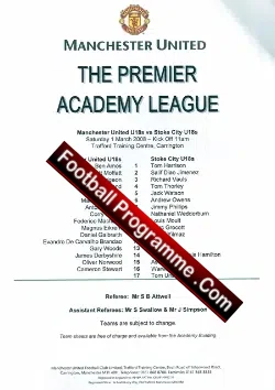 Manchester United v Stoke City 2008 – U18’s at Carrington