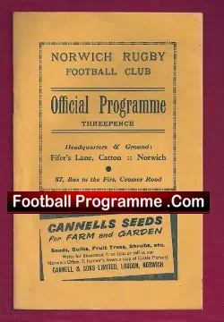 Norwich Rugby v RAF Bomber Command 1955