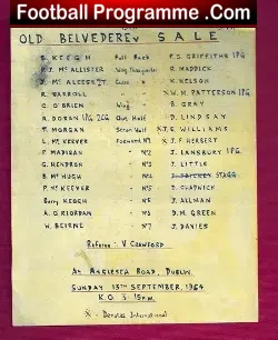 Old Belvedere Rugby v Sale 1954