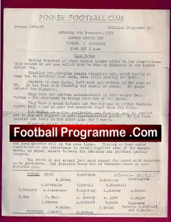 Pinner v Finchley 1954 – Senior Cup