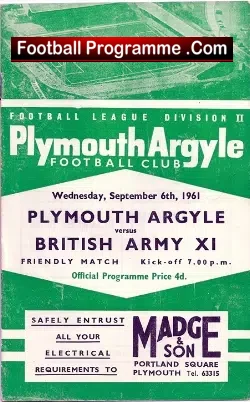 Plymouth Argyle v British Army 1961 – Friendly