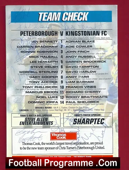 Portsmouth v Kingstonian 1992 – Signed Autographed