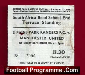 Queens Park Rangers v Manchester United 1978 – Ticket