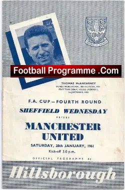 Sheffield Wednesday v Manchester United 1961 - FA Cup - football programme