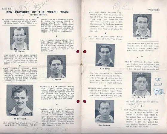 Wales v Belgium 1949 – Multi Signed Autographed
