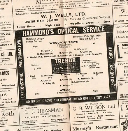 Woodford Town v Aveley 1958 – 1950s