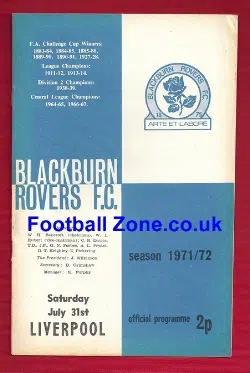 Blackburn Rovers v Liverpool 1971