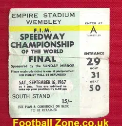 World Speedway Final Ticket 1967 – at Wembley