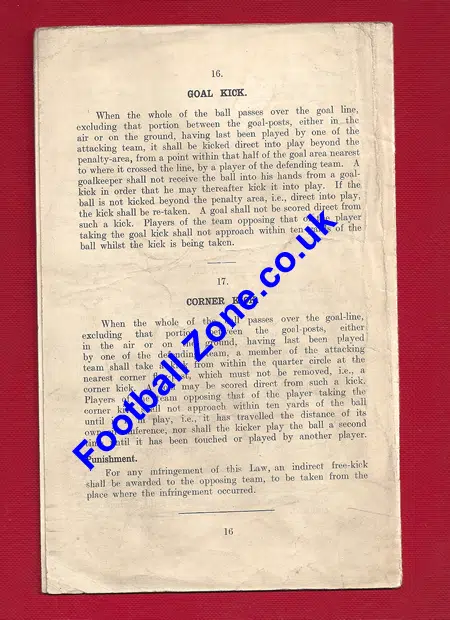 Football Association Rules Laws Handbook 1938