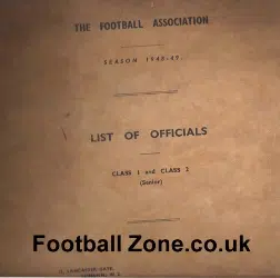Football Association List Of Referees Officials Book 1948 - 1949
