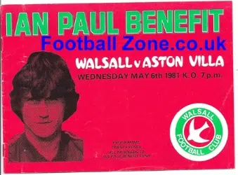 Ian Paul Testimonial Benefit Match Walsall 1981