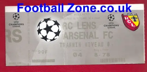 RC Lens v Arsenal 1998 - Full Ticket - France