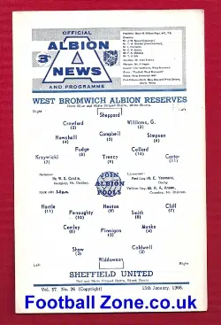 West Bromwich Albion v Sheffield United 1966 – Reserves Match