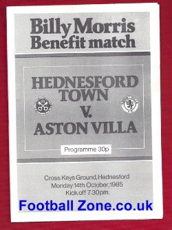 Billy Morris Testimonial Benefit Match Aston Villa 1985