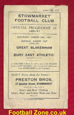 Great Blakenham v Bury East Athletic 1951 – Cup Final