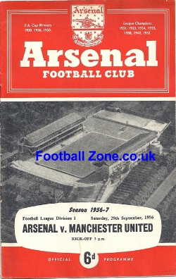 Arsenal v Manchester United 1956 – Debut Ronnie Cope