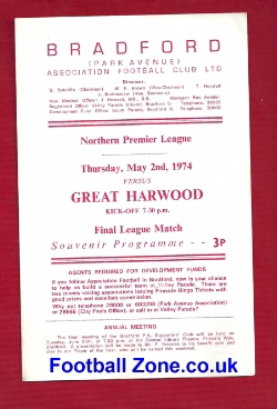 Bradford Park Avenue v Great Harwood Town 1974 Last League match