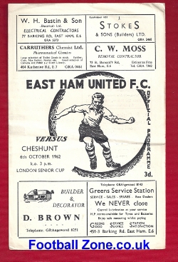 East Ham United v Cheshunt 1962 – London Senior Cup Match
