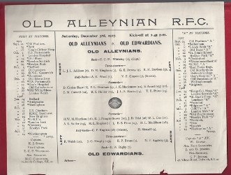 Old Alleynians v Old Edwardians 1927 – 1920s RFC Rugby Programme